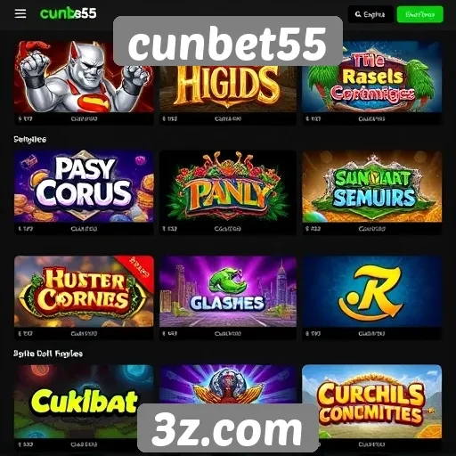 Variedade de jogos disponíveis na cunbet55